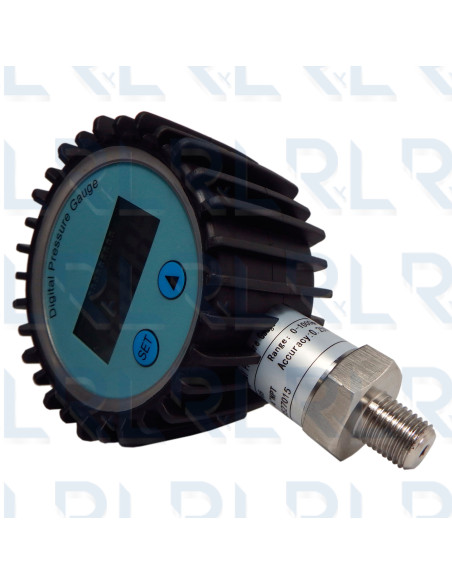 Manómetro Digital Totalmente en Acero Inoxidable 3", Conexión Vertical 1/4" NPT