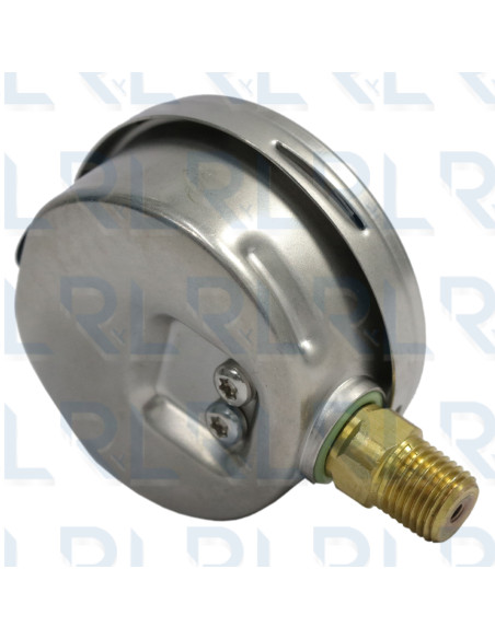 Vacuómetro Caja Acero Inoxidable 2.5", Conexión Vertical 1/4" NPT en Bronce