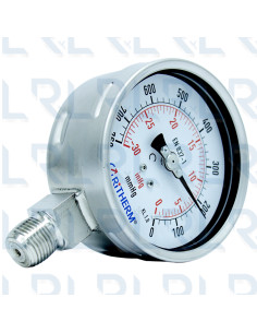 Vacuómetro Total Acero Inoxidable 4" Conexión Vertical 1/2" NPT Calibrable 2