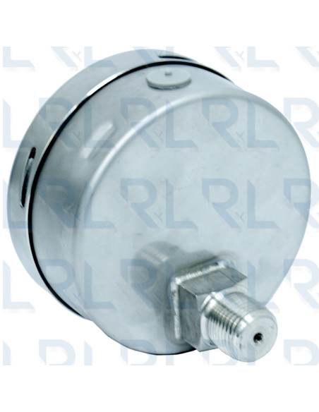 Vacuómetro Total Acero Inoxidable 4",  Conexión Trasera 1/2" NPT Calibrable