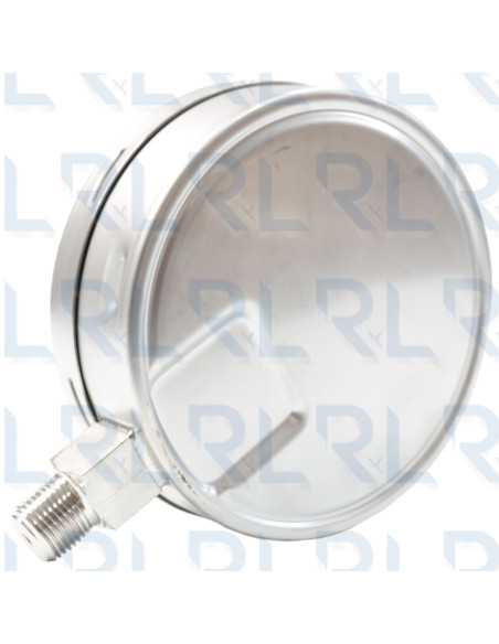 Vacuómetro Total Acero Inoxidable 6" Conexión Vertical 1/2" NPT Calibrable