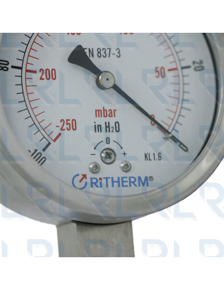 Vacuómetro Total Acero Inoxidable 4", Conexión Vertical 1/2" NPT (Pulgadas de Agua)