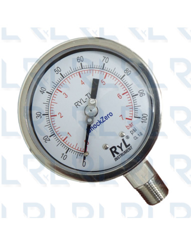 Manómetro Total Acero Inoxidable 4",  Conexión...