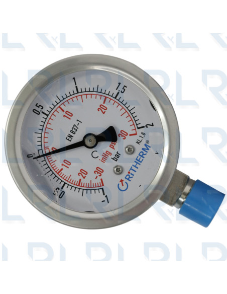 Manovacuómetro Total Acero Inoxidable 2.5" Conexión Vertical 1/4" NPT Calibrable