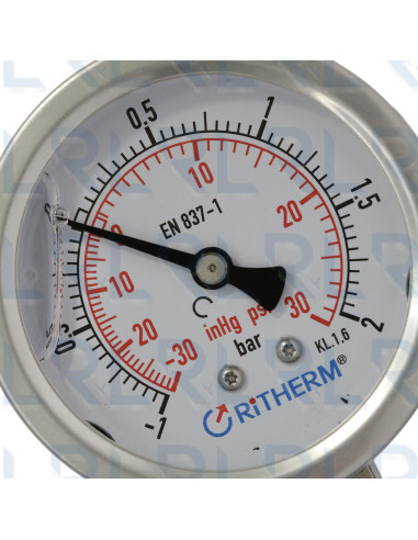 Manovacuómetro Total Acero Inoxidable 2.5"...