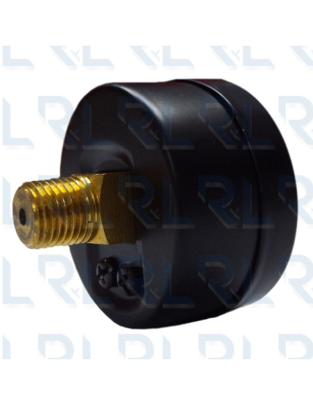 Manómetro Humedómetro Caja Negra 2.5”, Conexión Trasera 1/4" NPT en Bronce
