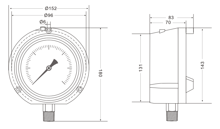 Plano Técnico Manómetro 1361